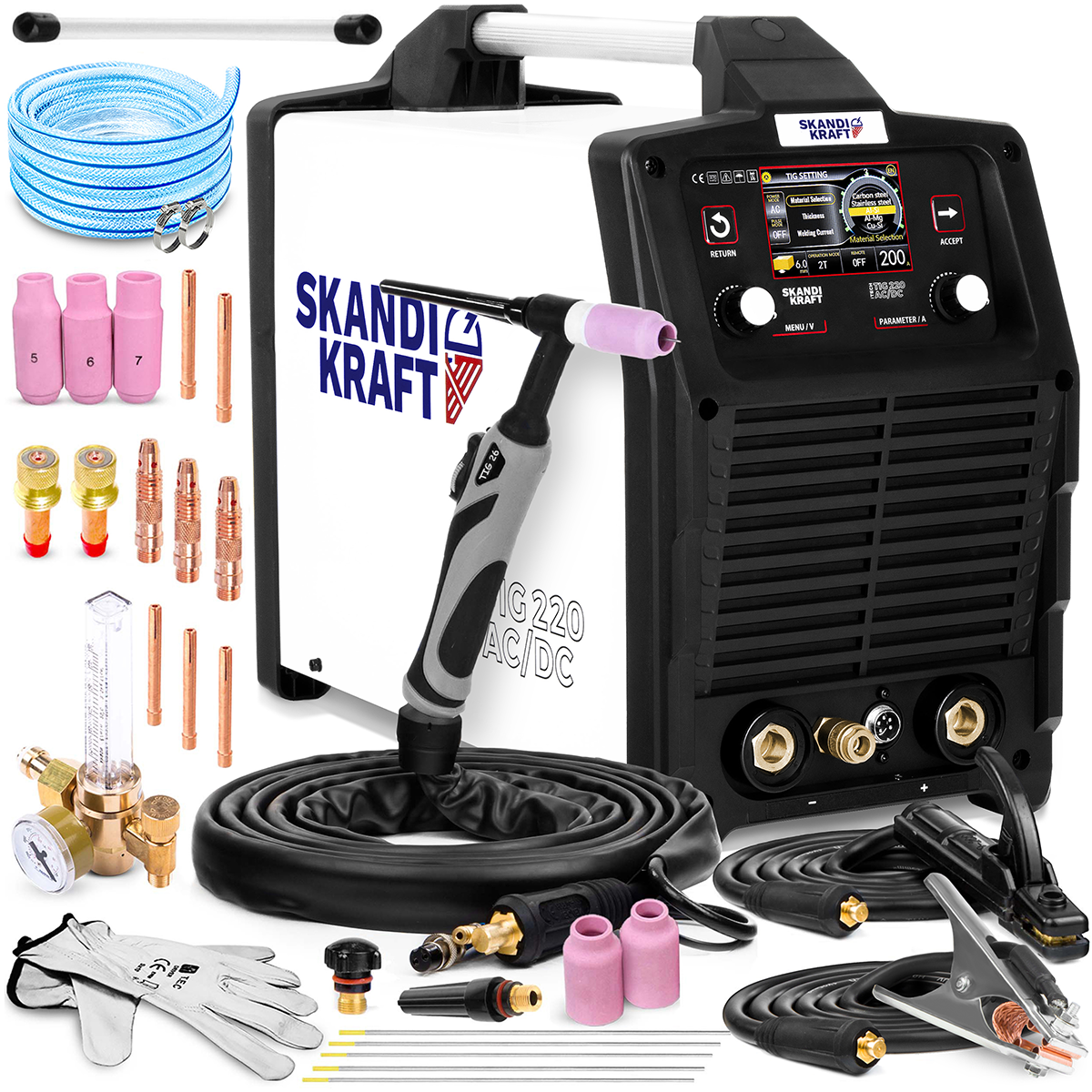 Spawarka Skandi Kraft iTECH TIG 220 AC DC - Zestaw