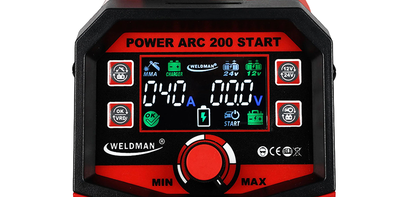Spawarka Elektrodowa MMA Weldman POWER ARC 200 START 230V 160A - Ekran