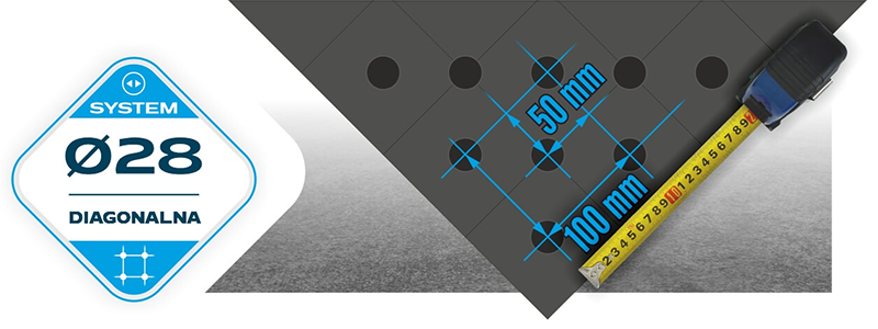 Stół Spawalniczy Na Kołach GPPH ECO Fi28 Siatka Diagonalna - 1000 x 600 mm - Siatka Fi28