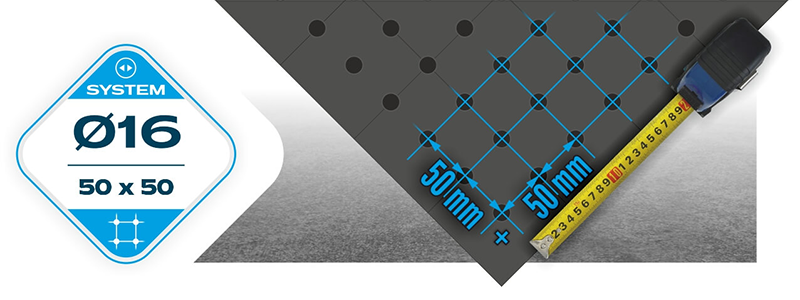 Stół Spawalniczy Na Stopach GPPH ECO Fi16 50x50 - 1000 x 600 mm - System Fi16