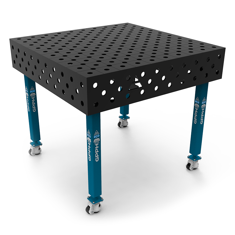 Stół Spawalniczy Na Kołach GPPH ECO Fi28 Siatka Diagonalna - 1000 x 1000 mm - Główne Zdjęcie