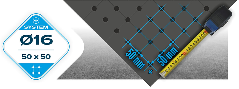 Stół Spawalniczy Na Kołach GPPH ECO Fi16 50x50 - 1200 x 800 mm - System Fi16