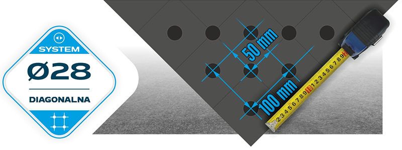 Stół Spawalniczy Na Kołach GPPH ECO Fi28 Siatka Diagonalna - 1200 x 1200 mm - Siatka Fi28