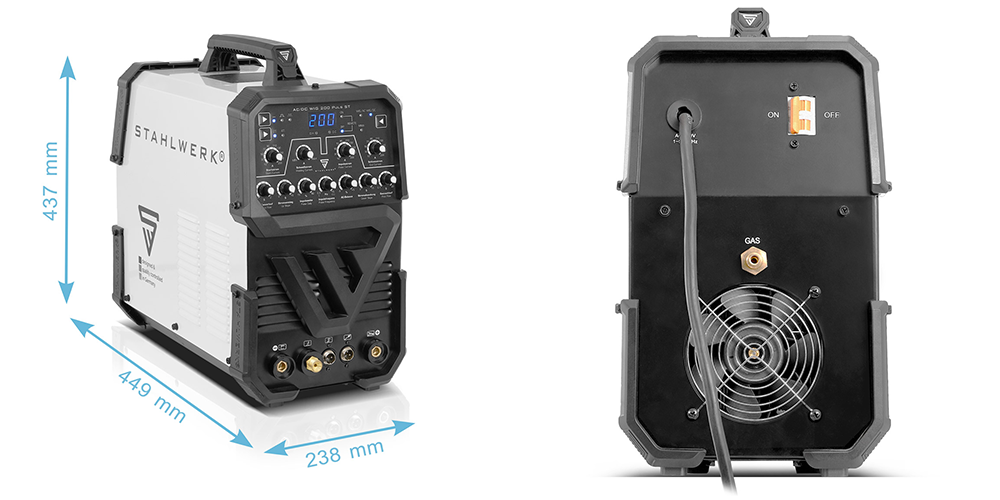 Spawarka Stahlwerk TIG AC / DC Pulse ST 200A MMA do aluminium - Kolaż