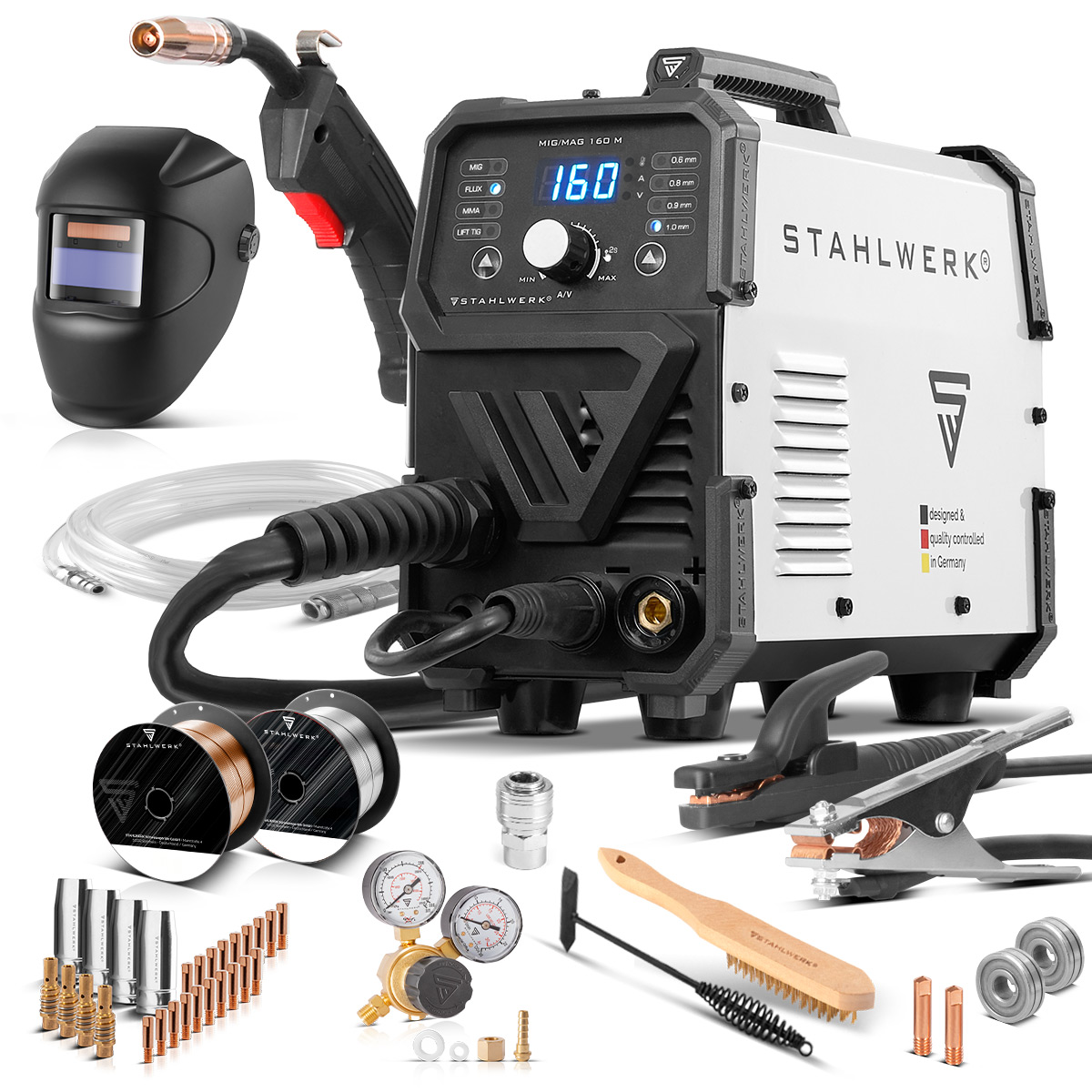 Spawarka 5w1 Stahlwerk MIG MAG 160 M Synergia - MMA | TIG Lift | FLUX - 2-rolkowa - Główne Zdjęcie