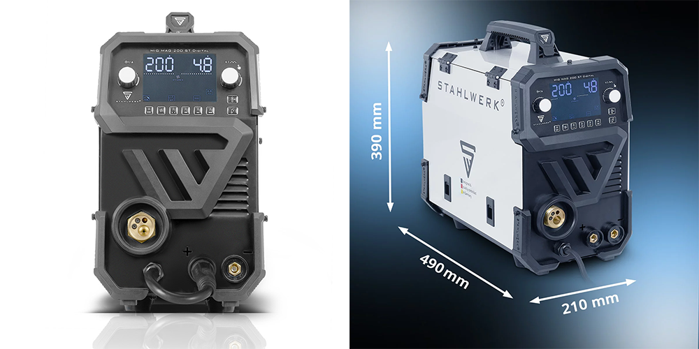 Spawarka Stahlwerk MIG MAG 200 ST 200A Synergia SPOT MMA FLUX Zestaw - Kolaż