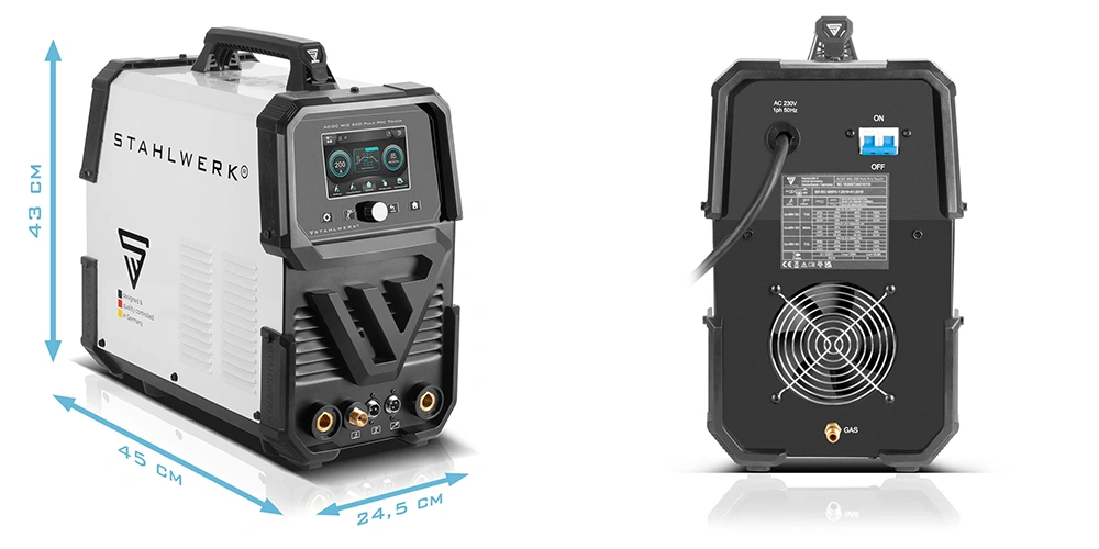 Spawarka Stahlwerk TIG AC/DC 200 Puls Pro Touch 200A MMA SPOT Zestaw - Kolaż