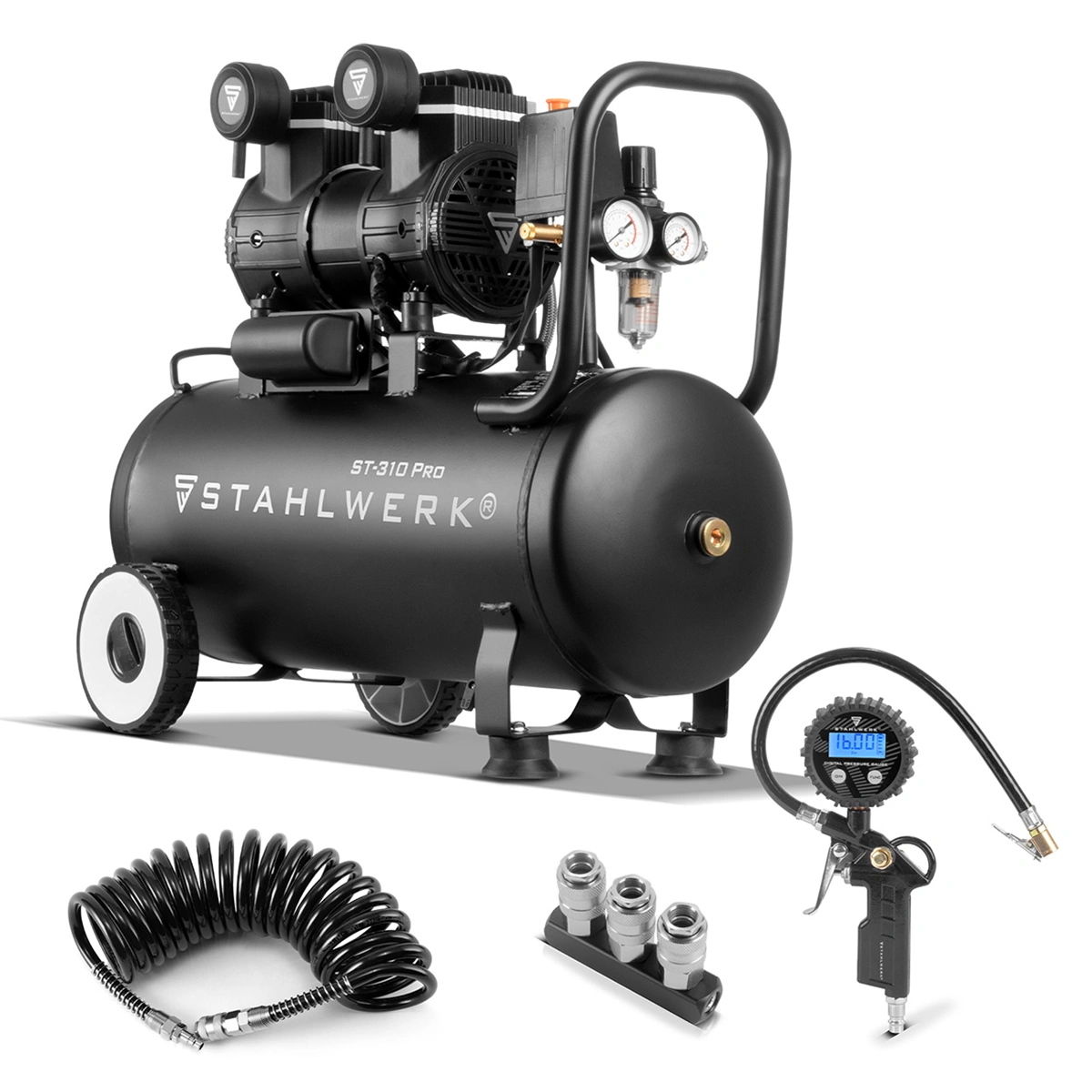 Kompresor bezolejowy Stahlwerk ST-310 Pro - 10 bar | 2,1 KM | 1,6 kW | 30 l - Główne Zdjęcie