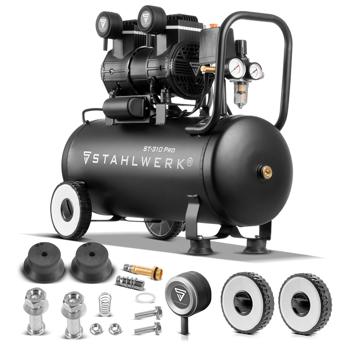Kompresor bezolejowy Stahlwerk ST-310 Pro - 10 bar | 2,1 KM | 1,6 kW | 30 l - Główne Zdjęcie