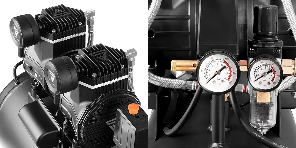 Kompresor bezolejowy Stahlwerk ST-310 Pro - 10 bar | 2,1 KM | 1,6 kW | 30 l - Kolaż