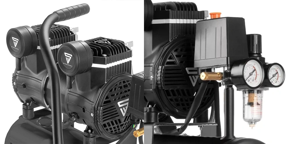 Sprężarka bezolejowa Stahlwerk ST-110 Pro 10 bar | 2,1 KM | 1,6 kW | 10 l - Kolaż