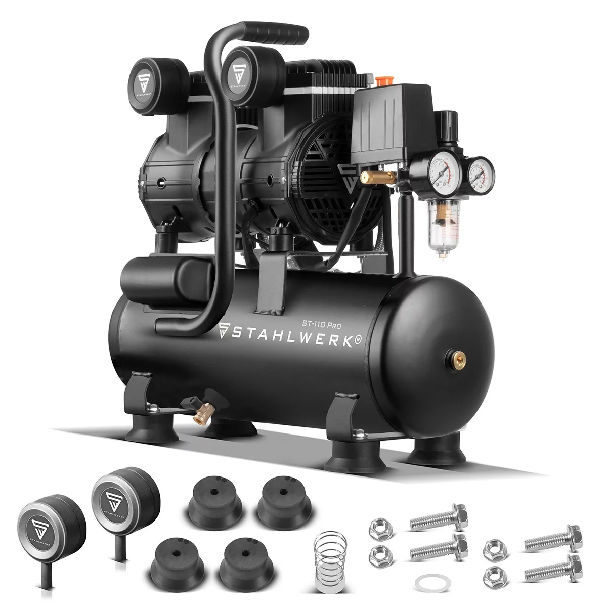 Sprężarka bezolejowa Stahlwerk ST-110 Pro 10 bar | 2,1 KM | 1,6 kW | 10 l - Główne Zdjęcie