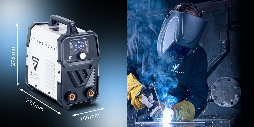 Spawarka elektrodowa Stahlwerk ARC 200 Synergic Pro 200A MMA TIG Lift - Zestaw - Kolaż