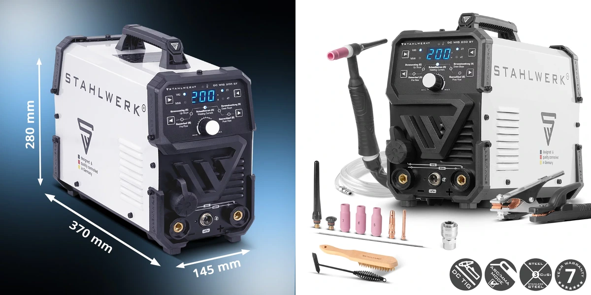 Panel sterowania i gniazda spawarki STAHLWERK DC TIG 200 ST