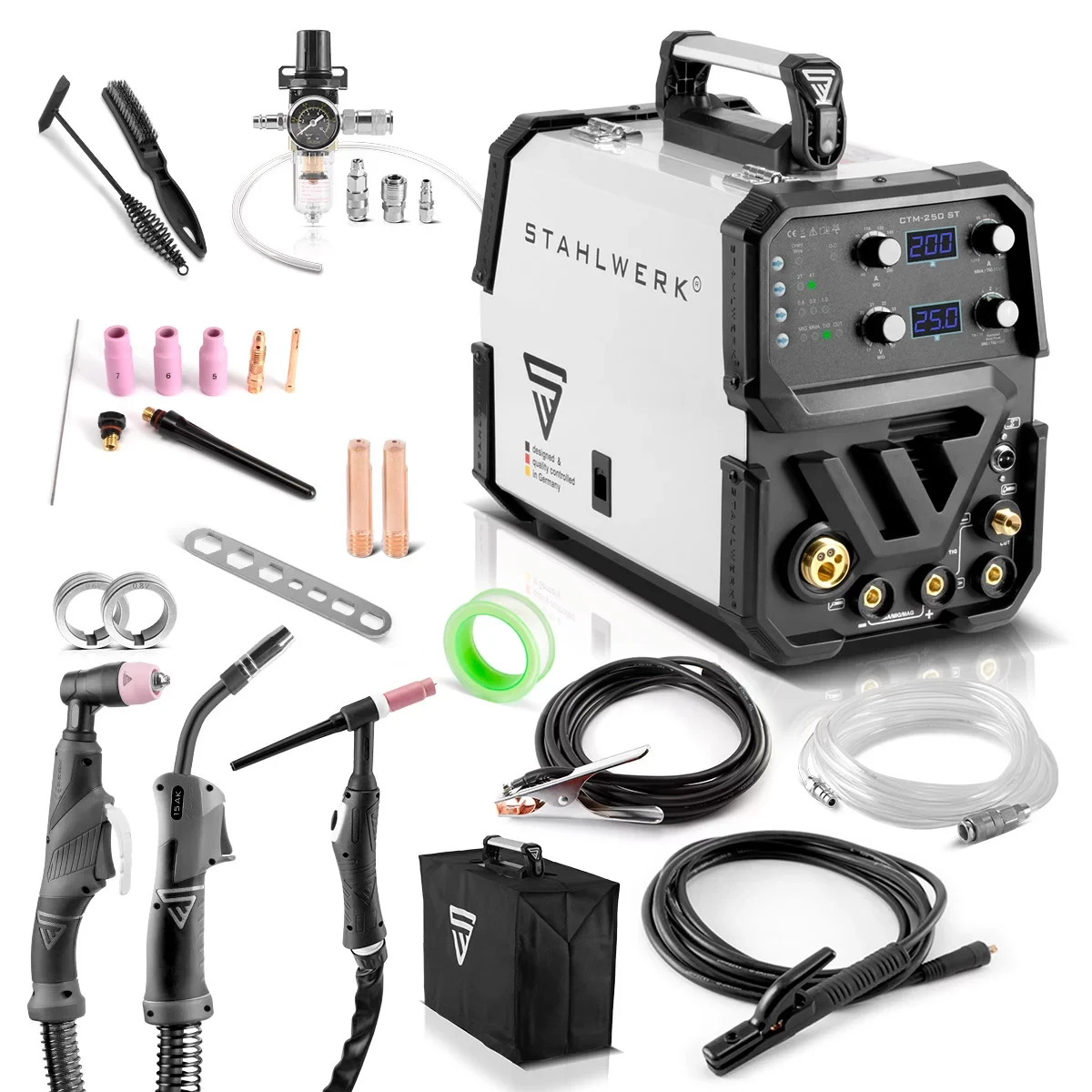 Spawarka 4w1 Stahlwerk CTM-250 ST TIG | MIG MAG | MMA | FLUX - z funkcją cięcia plazmowego - Główne Zdjęcie