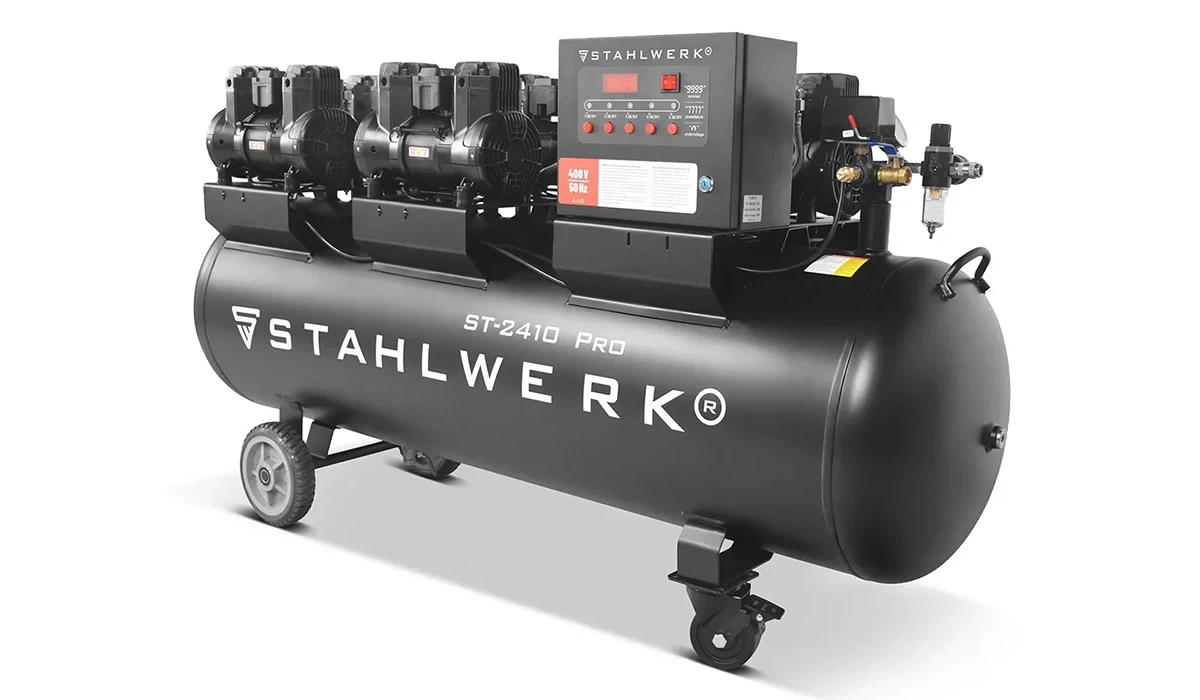 Kompresor bezolejowy Stahlwerk ST-2410 Pro - 10 bar | 9,86 KM | 7,25 kW | 240 l - Główne Zdjęcie