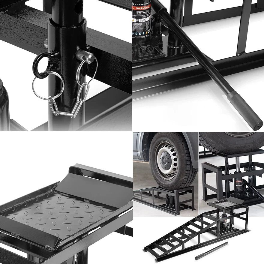 Rampa hydrauliczna Stahlwerk GTH-14 ST - Zestaw 2 podnośników samochodowych - Kolaż