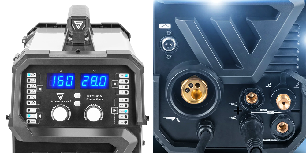 Spawarka Stahlwerk CTM-416 Puls Pro 160A MIG MAG | TIG | MMA | Plazma | FLUX - Kolaż
