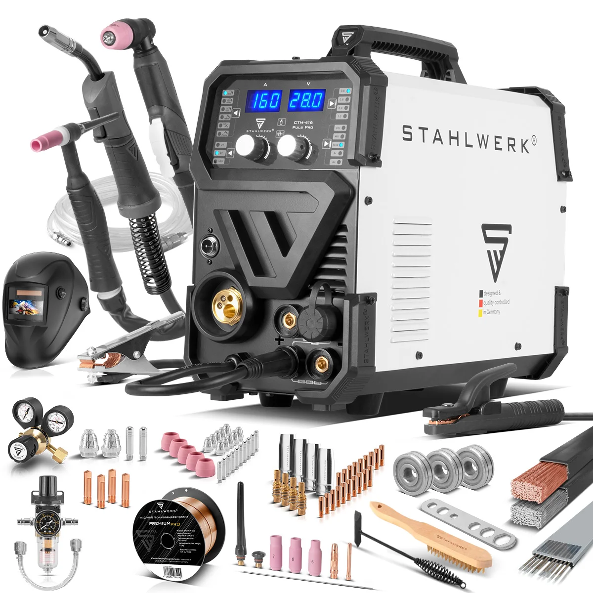 Spawarka Stahlwerk CTM-416 Puls Pro 160A MIG MAG | TIG | MMA | Plazma | FLUX - Główne Zdjęcie