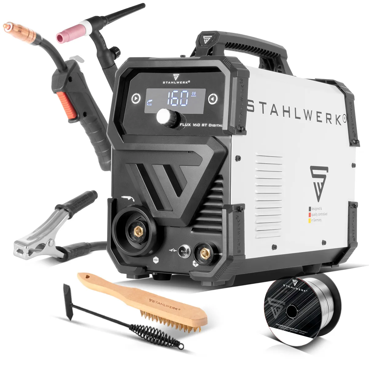 Spawarka Stahlwerk FLUX 160 ST Digital 160A Synergia - MMA, TIG Lift, FLUX - Główne Zdjęcie