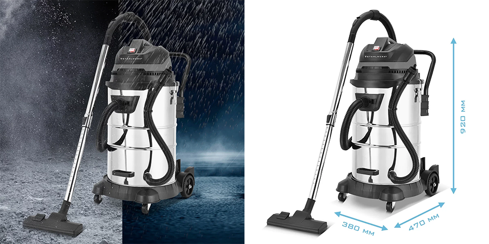 Odkurzacz do pracy na sucho i mokro Stahlwerk VCL-1400 ST - 1400 W | 60 l - Kolaż
