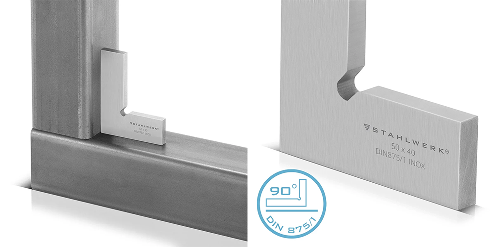 Stahlwerk Zestaw 6 kątowników płaskich 90° ze stali nierdzewnej - Kolaż