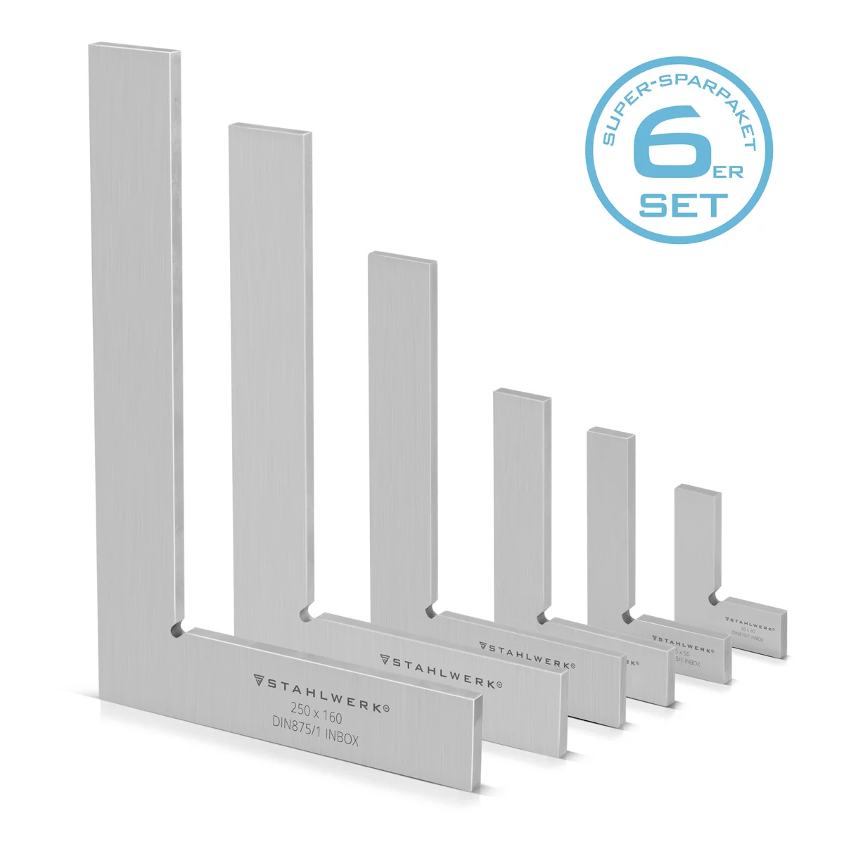 Stahlwerk Zestaw 6 kątowników płaskich 90° ze stali nierdzewnej - Główne Zdjęcie