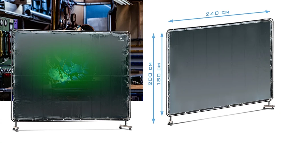 Mobilny spawalniczy panel ochronny STAHLWERK - 240 x 180 cm - Kolaż