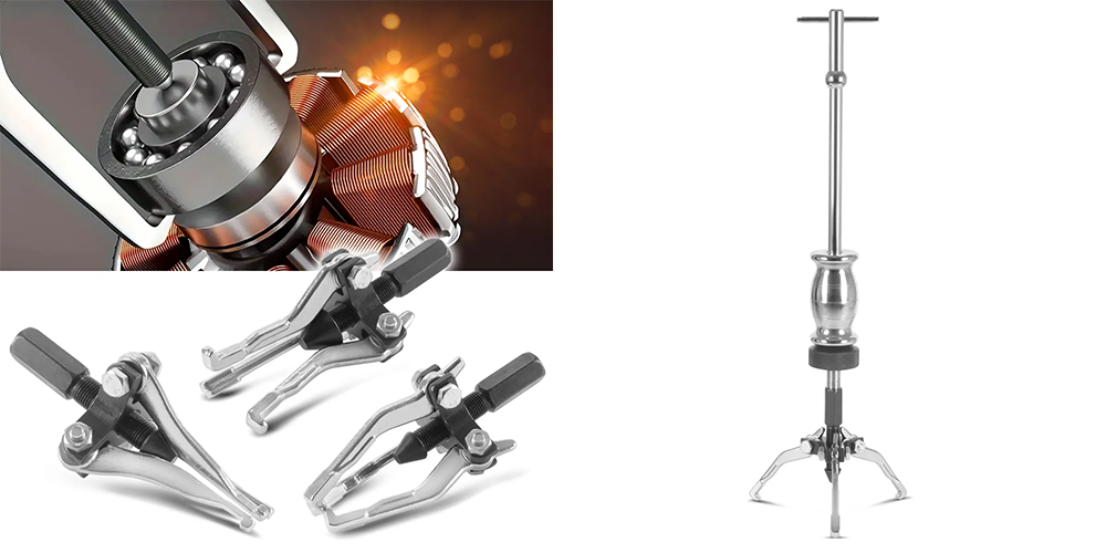 Ściągacze do łożysk z młotkiem ślizgowym STAHLWERK - 5 części - Kolaż