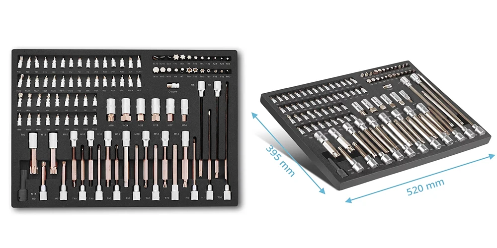 Zestaw kluczy nasadowych i bitów STAHLWERK - 102 części | wkładka do wózka - Kolaż