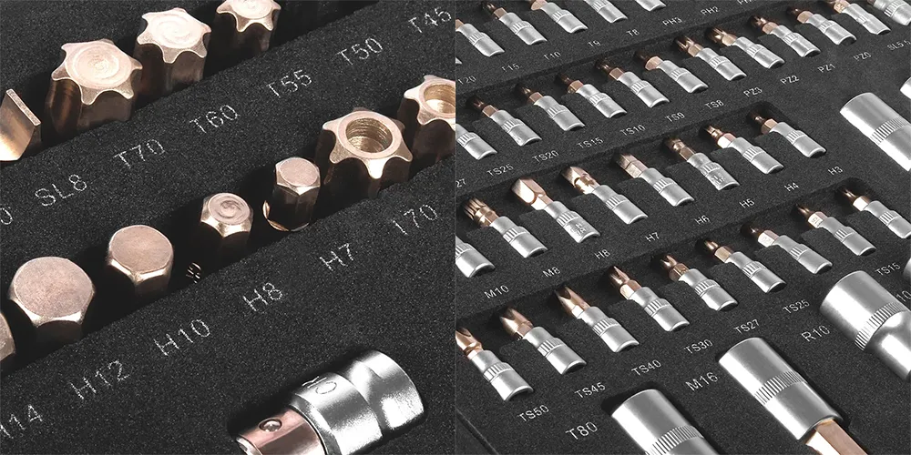 Zestaw kluczy nasadowych i bitów STAHLWERK - 102 części | wkładka do wózka - Kolaż