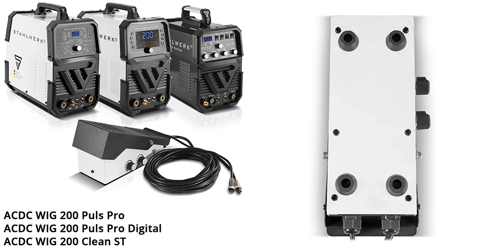 Pedał nożny zdalnego sterowania STAHLWERK TIG 4 m - Kolaż