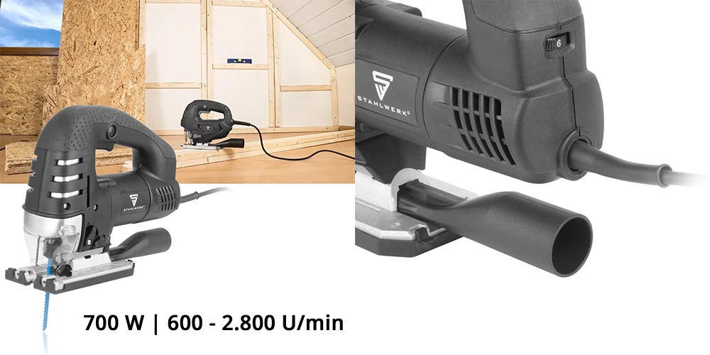 Wyrzynarka elektryczna STAHLWERK JSB-750 ST - 700 W | 600 - 2800 obr/min - Kolaż