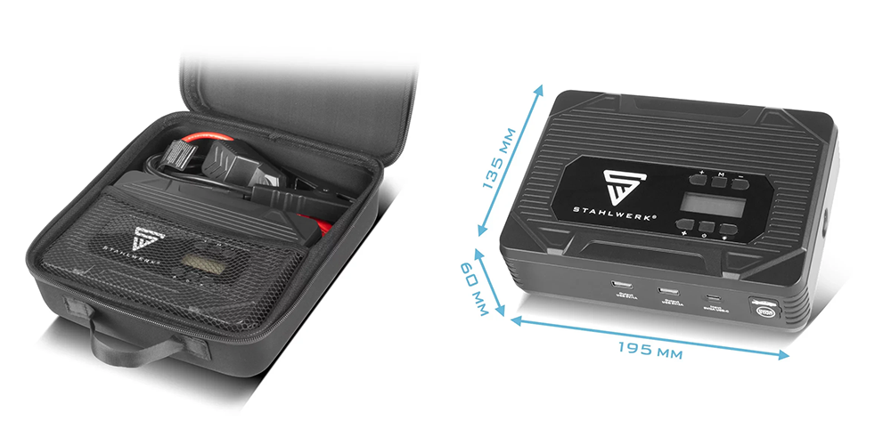 Powerbank do rozruchu STAHLWERK PB-1400 ST - 400 A | 14 000 mAh - Kolaż