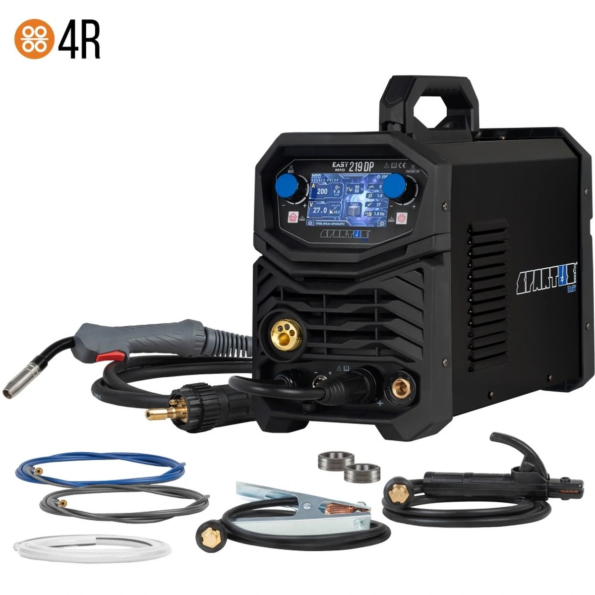 Spawarka SPARTUS EasyMIG 219 Dual Pulse - mobilny półautomat z 4-rolkowym podajnikiem