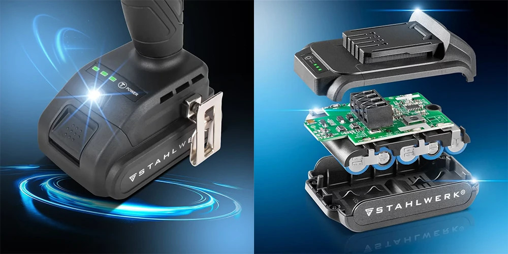 Akumulatorowy klucz udarowy STAHLWERK ADS-190 ST - 20 V | 190 Nm - Kolaż
