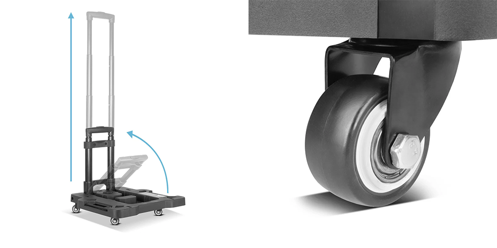 Zestaw 3 skrzynek narzędziowych z mobilną platformą z uchwytem STAHLWERK - Kolaż