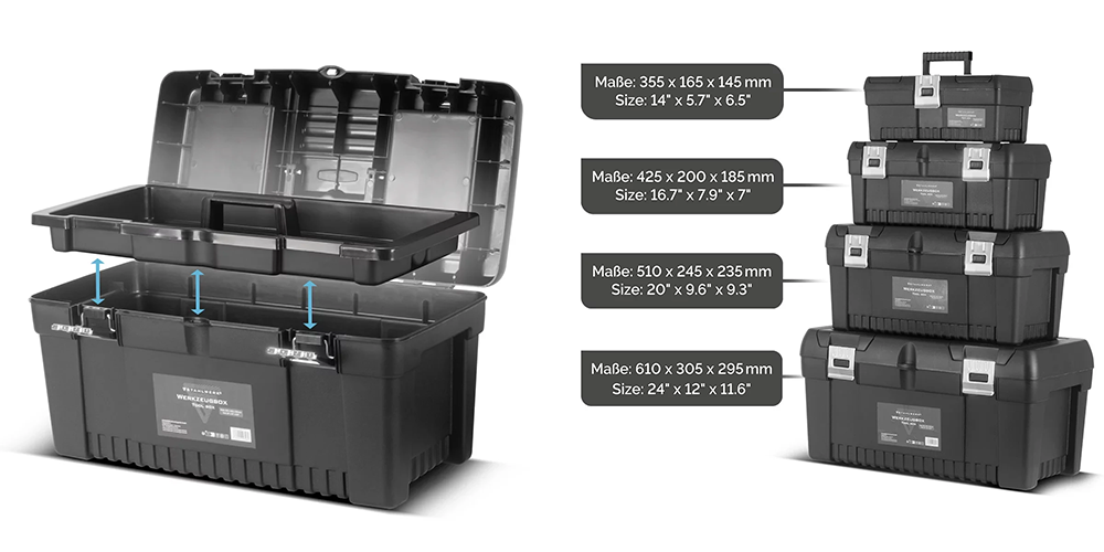 Zestaw 4 skrzynek narzędziowych STAHLWERK - Kolaż