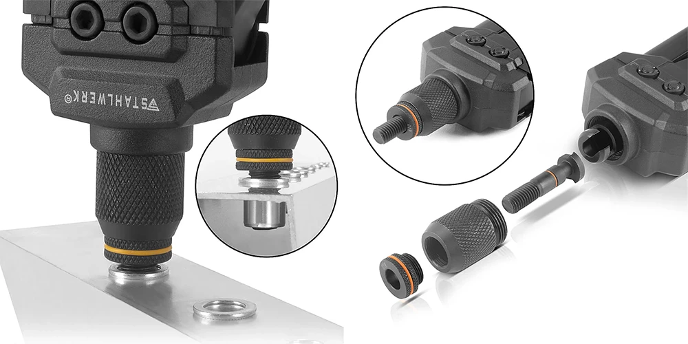 Szczypce do nitów zrywalnych / nitonakrętek STAHLWERK NZ-16 ST - Kolaż