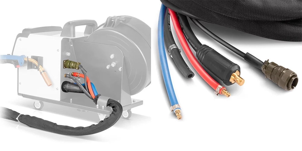 Wąż pośredni MIG MAG chłodzony wodą STAHLWERK 20 m - Kolaż