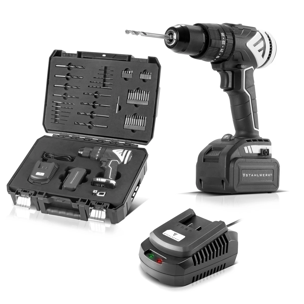 Akumulatorowa wiertarko-wkrętarka udarowa STAHLWERK ASB-20 ST 20 V - Główne Zdjęcie