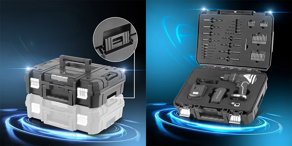 Akumulatorowa wiertarko-wkrętarka udarowa STAHLWERK ASB-20 ST 20 V - Kolaż