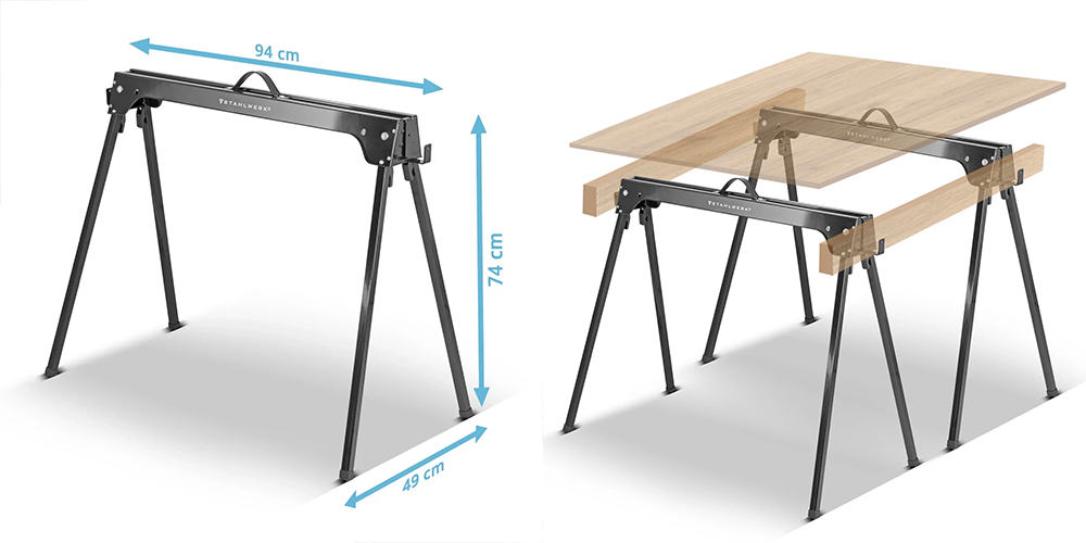 Kozioł roboczy tartaczny STAHLWERK SB-740 ST - Zestaw - Kolaż