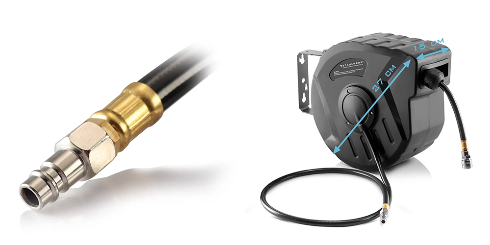 Automatyczny zwijacz węża pneumatycznego STAHLWERK DA-10 ST 10 m - Kolaż