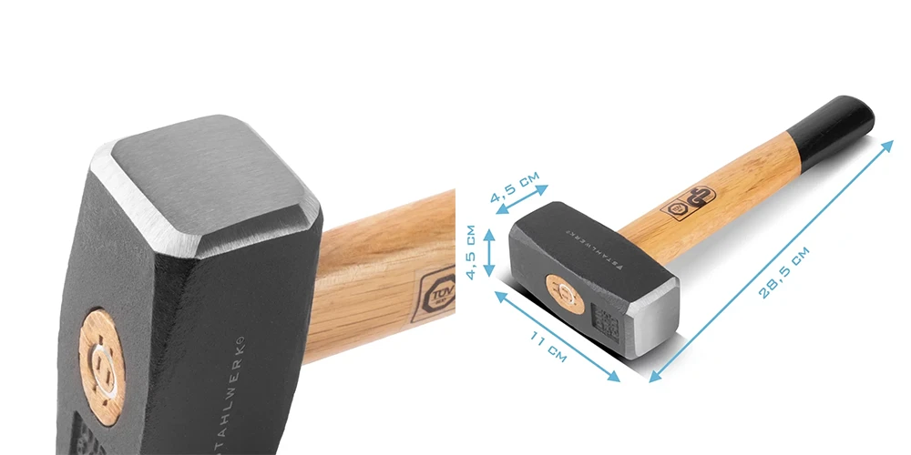Zestaw 5 młotków STAHLWERK - cęgowy, ciesielski, murarski, dekarski, gumowy - Kolaż