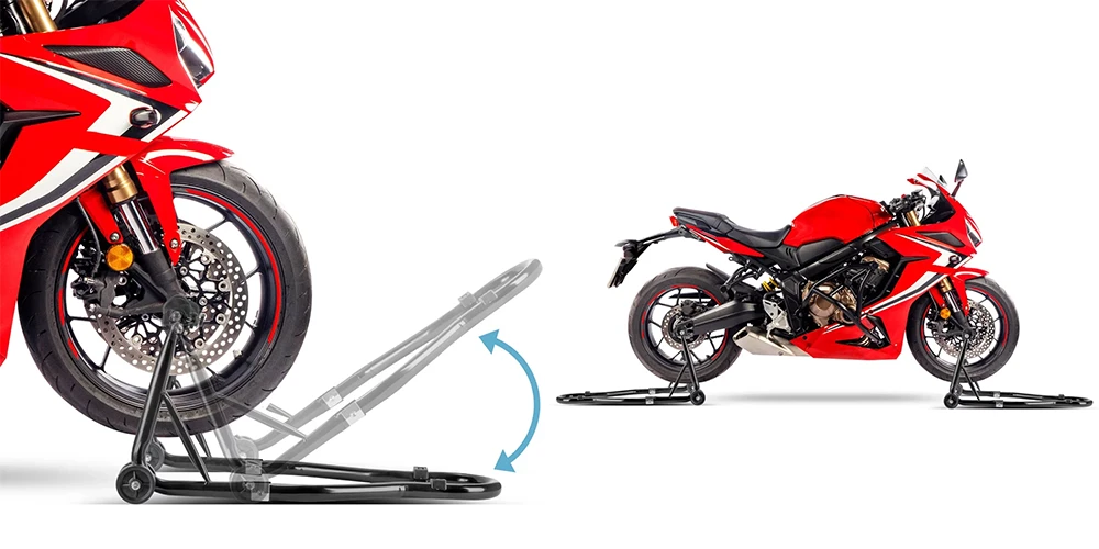 Stojak motocyklowy wahacz koła STAHLWERK - nośność 450 kg - Kolaż