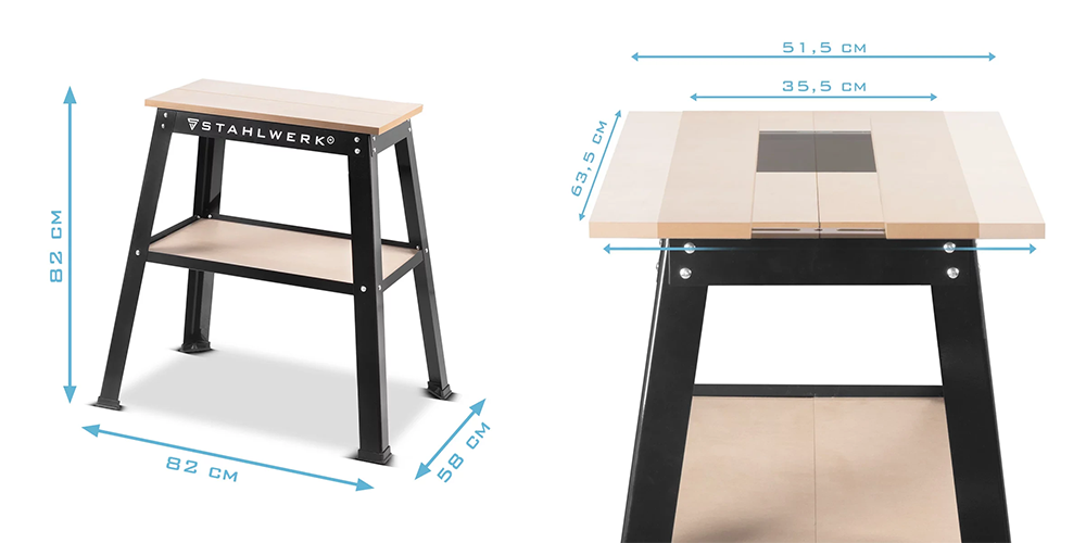 Uniwersalny stojak maszynowy / stół warsztatowy STAHLWERK UM-10 ST - Kolaż