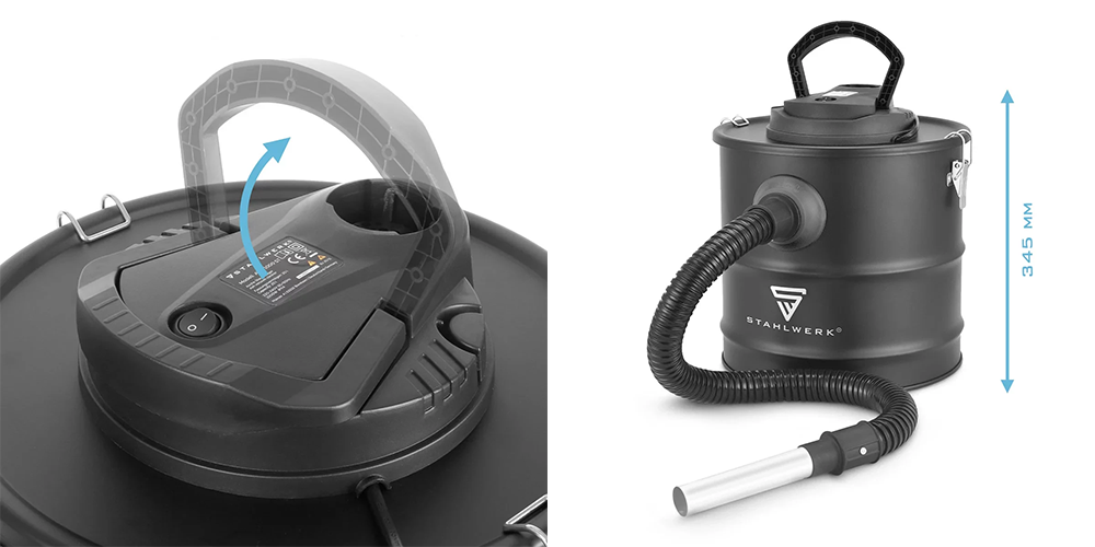 Odkurzacz piecowy do popiołu STAHLWERK AVC-1000 ST - 1000 W | 20 l - Kolaż