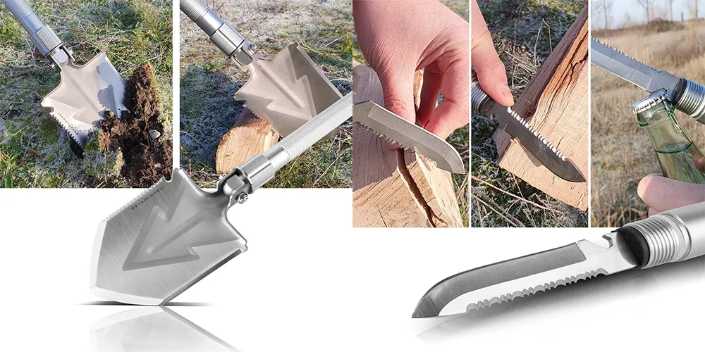 Narzędzie wielofunkcyjne multitool / składany szpadel STAHLWERK - Kolaż