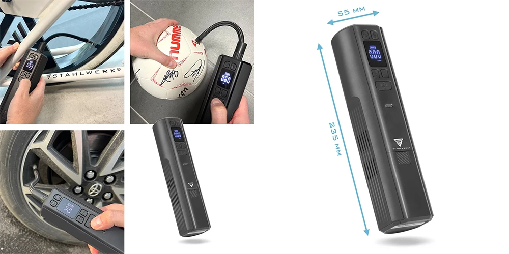 Kompresor akumulatorowy STAHLWERK HF-800 ST - 80 W | 4000 mAh | 4,2 bar - Kolaż